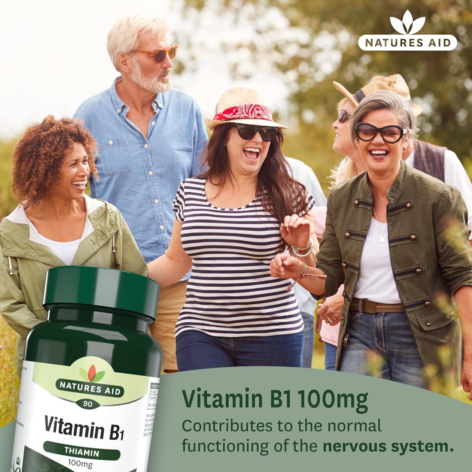 Natures Aid Vitamin B1 Thiamin Hydro 100mg - 90 Tablets for Energy Support