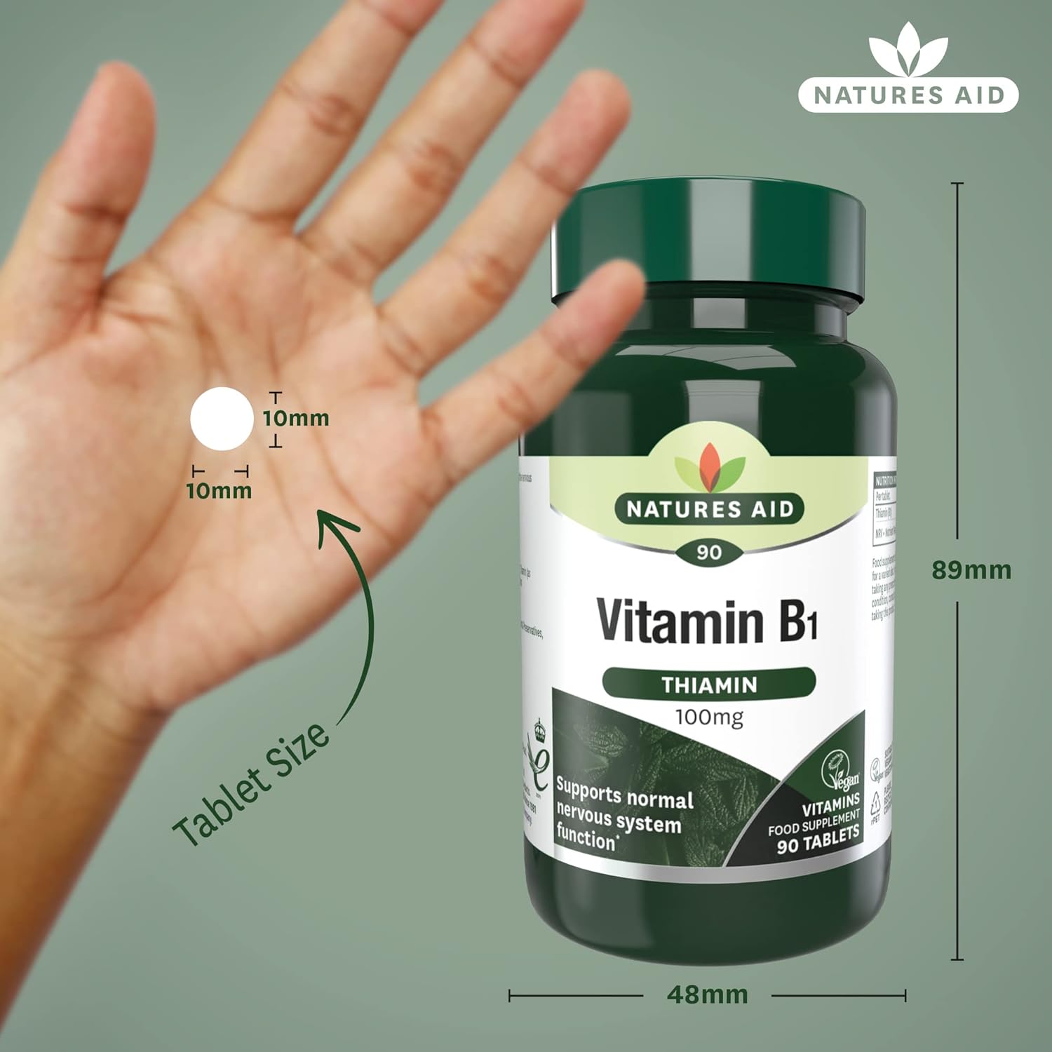 Natures Aid Vitamin B1 Thiamin Hydro 100mg - 90 Tablets for Energy Support