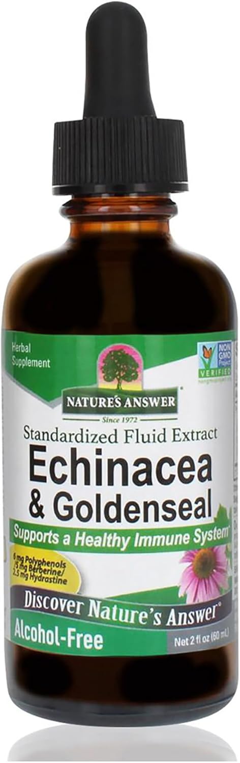 Nature's Answer Echinacea & Goldenseal Extract - Supports Immune Health - Super Concentrated Formula - 2oz, Alcohol-Free, Gluten-Free, Vegan, Kosher
