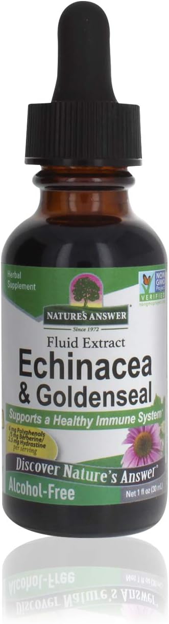 Nature's Answer Echinacea & Goldenseal Extract | Immune System Support | Super Concentrated, Pure Formula | Alcohol-Free, Gluten-Free, Vegan & Kosher Certified - 1oz