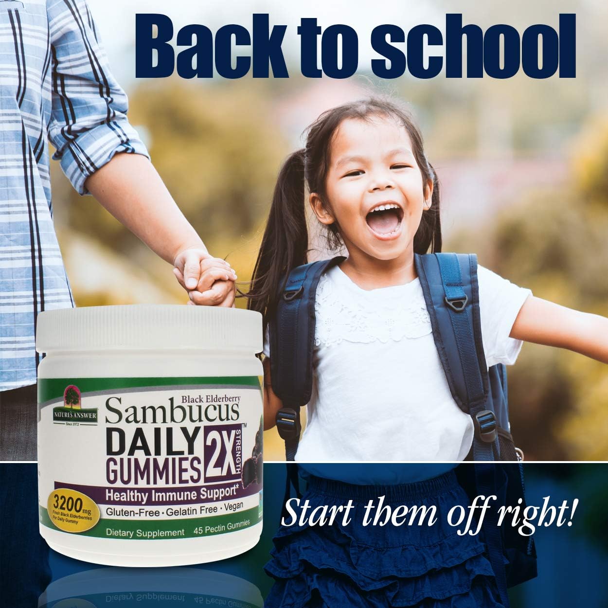 Nature's Answer Sambucus Daily Gummies - High Elderberry Concentration - Gluten-Free, Vegan, Non-GMO - 45 Count