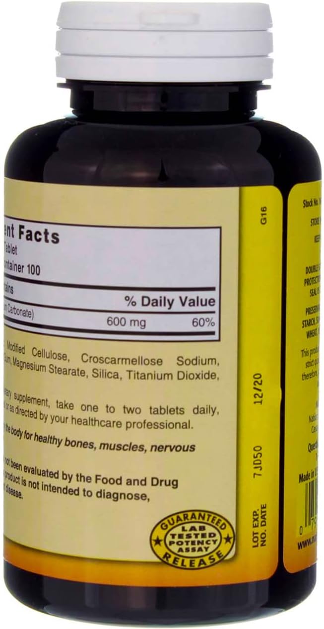 Nature's Blend Calcium Carbonate 600mg Tablets - 200 ct (2 Pack) - Natural Supplement for Bone Health and Digestion