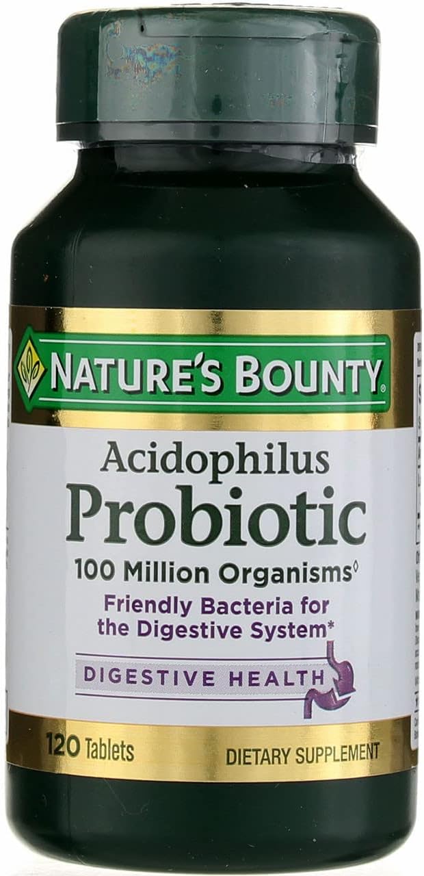 Nature's Bounty Acidophilus Probiotic Tablets, 120 ea (3 Pack) - Digestive Health Supplement