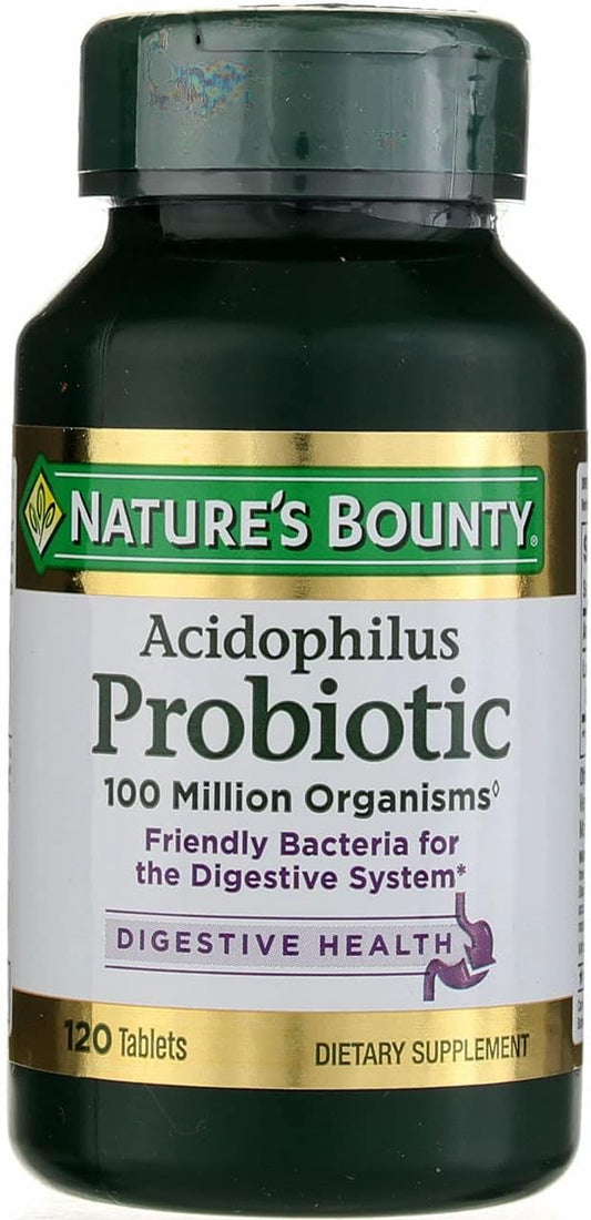 Nature's Bounty Acidophilus Probiotic Tablets, 120 ea (3 Pack) - Digestive Health Supplement