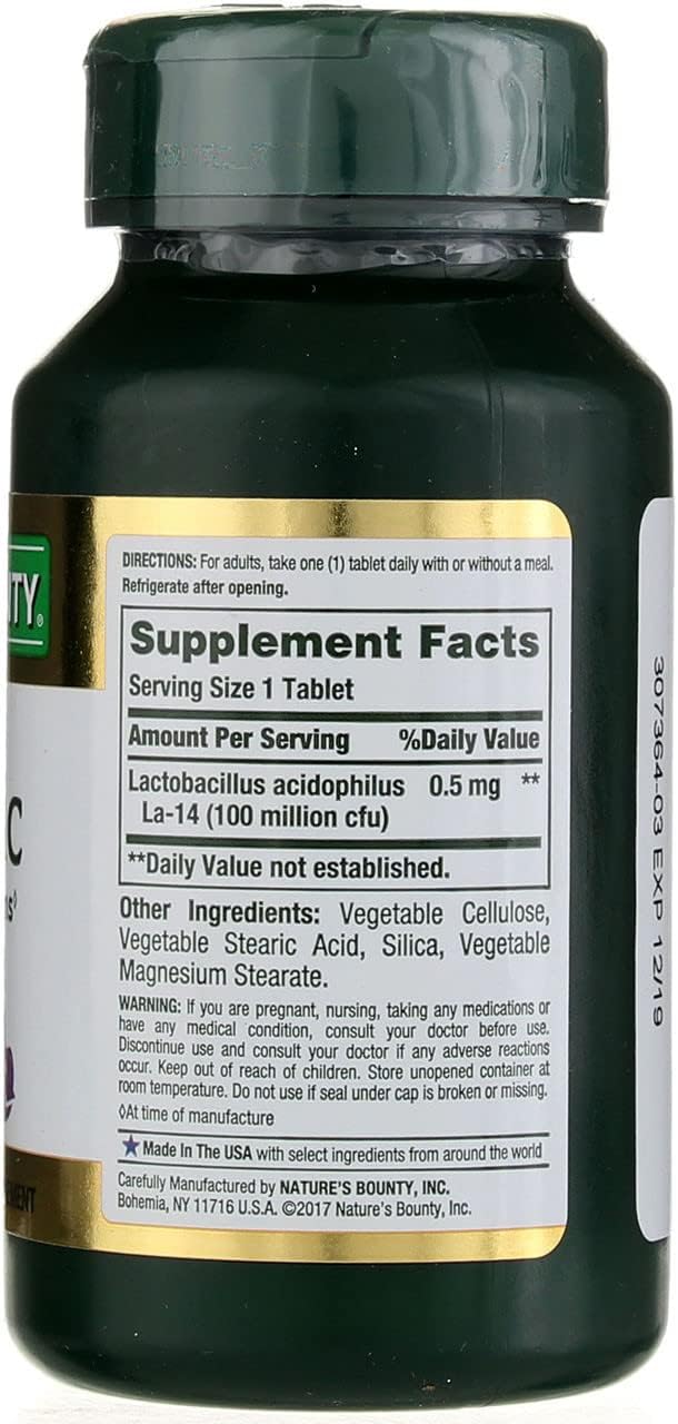 Nature's Bounty Acidophilus Probiotic Tablets, 120 ea (3 Pack) - Digestive Health Supplement
