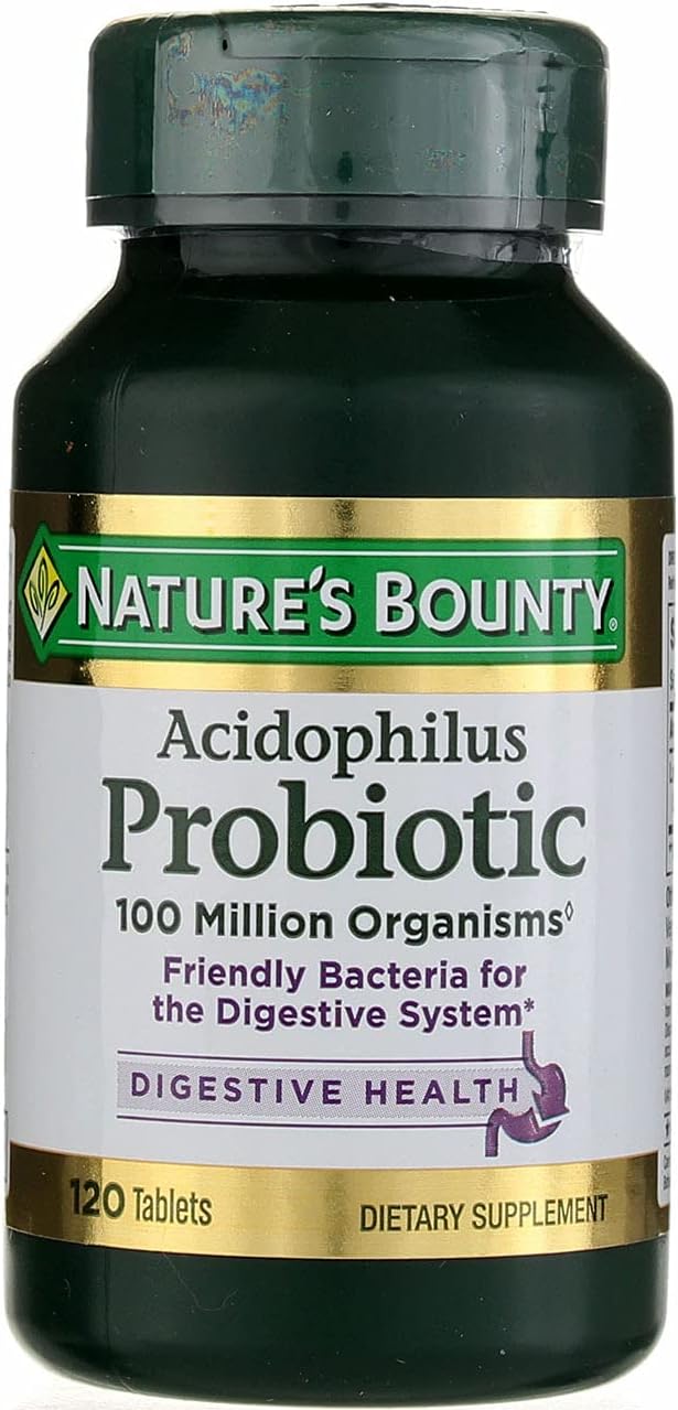 Nature's Bounty Acidophilus Probiotic Tablets, 120 ea (3 Pack) - Digestive Health Supplement