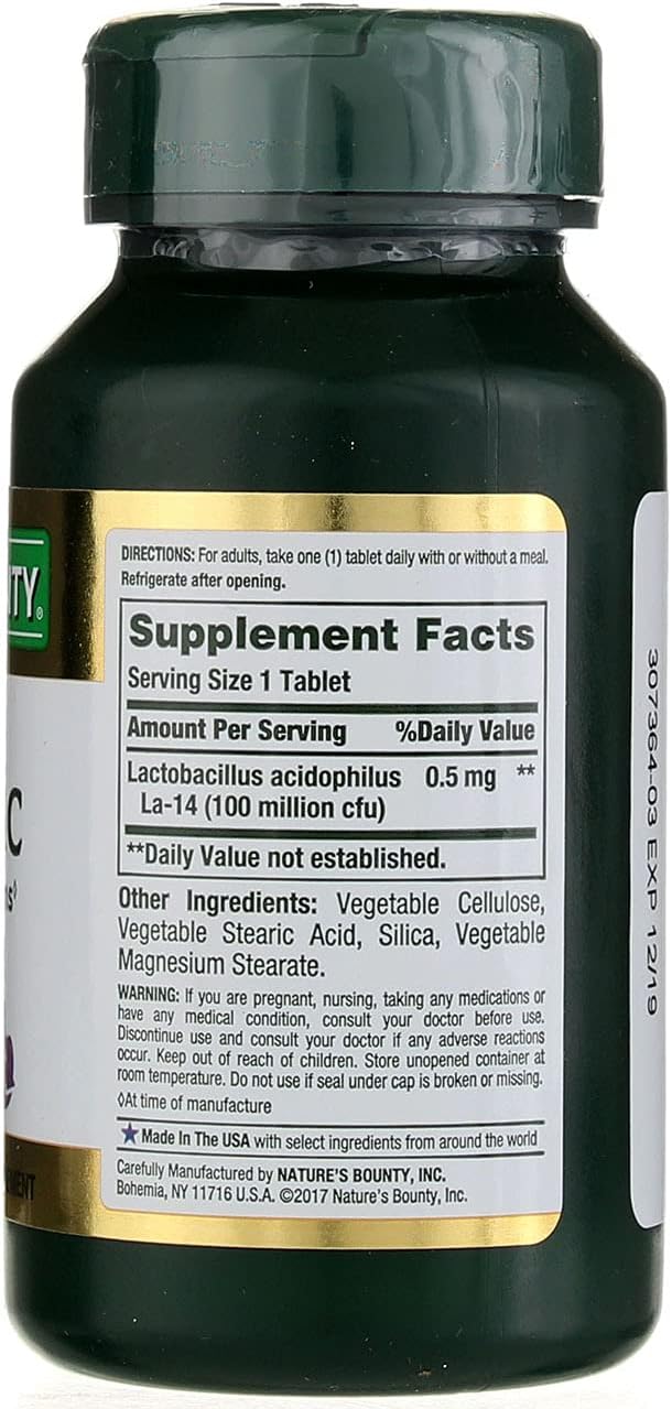 Nature's Bounty Acidophilus Probiotic Tablets, 120 ea (3 Pack) - Digestive Health Supplement