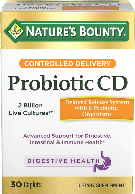 Nature's Bounty Controlled Delivery Probiotic CD Caplets - 30 Caplets per Bottle, Pack of 2