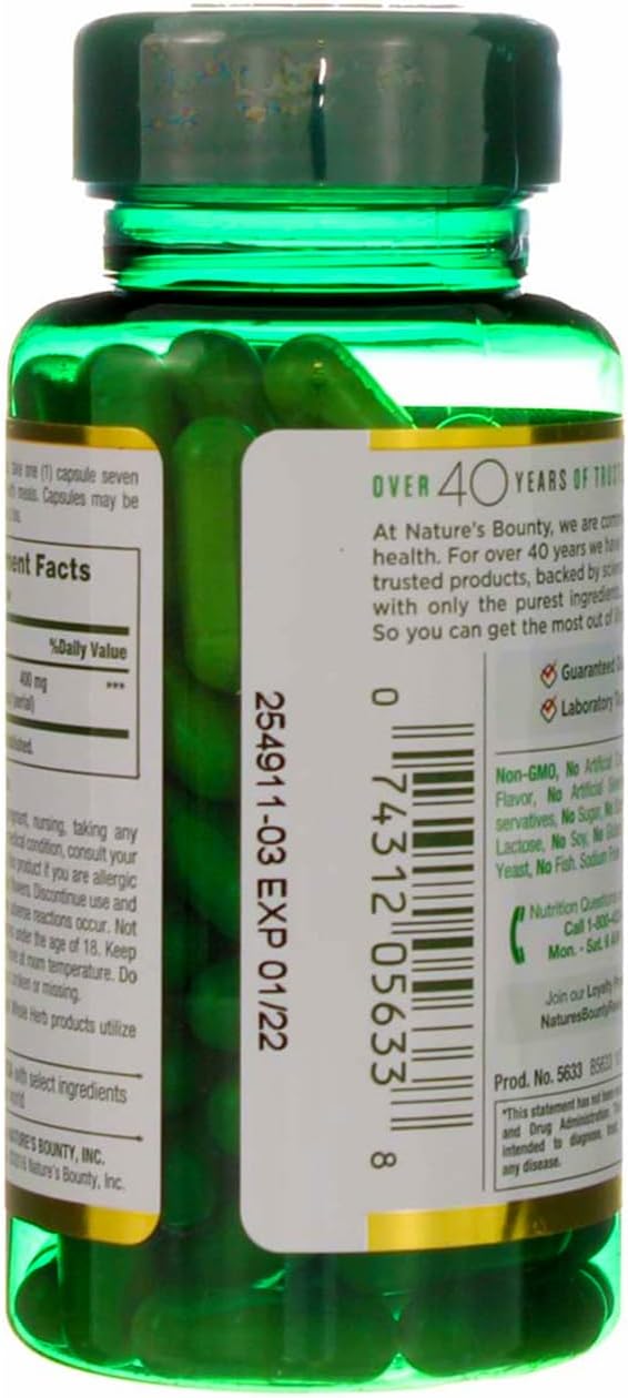 Nature's Bounty Echinacea 400mg Whole Herb Capsules - 100 Count x 2 Pack - Natural Immune Support Supplement