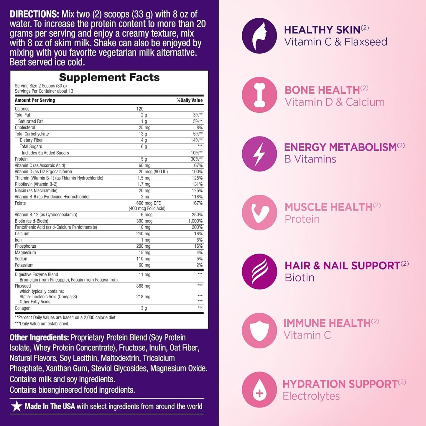 Nature's Bounty Optimal Solutions Protein Powder with Vitamin C - 16 oz - Boost Your Health and Wellness