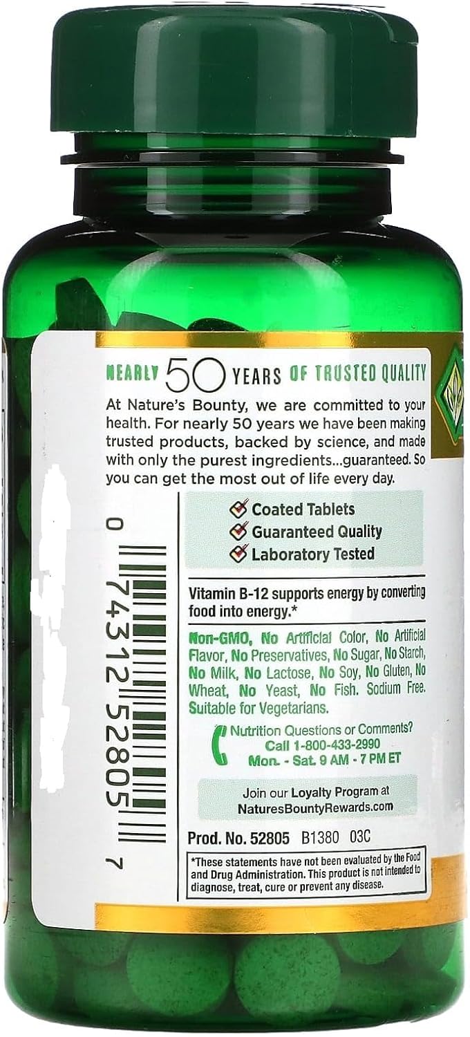 Nature's Bounty Vitamin B-12 1000 mcg Tablets - 400 Count Pack