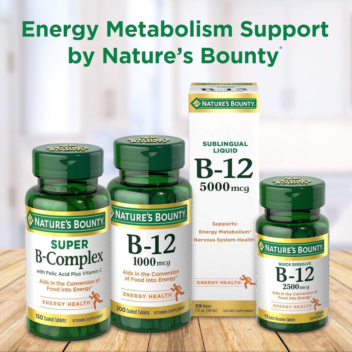 Nature's Bounty Vitamin B-12 500 mcg - 100 Count (Pack of 2) - High Quality B12 Supplement for Energy and Metabolism