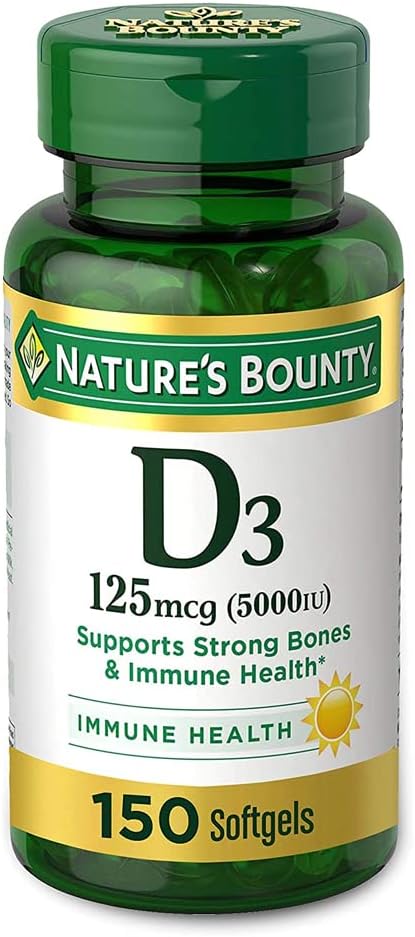Nature's Bounty Vitamin D3 125 mcg-5000 IU Softgels, Maximum Strength 450 ea - Pack of 3