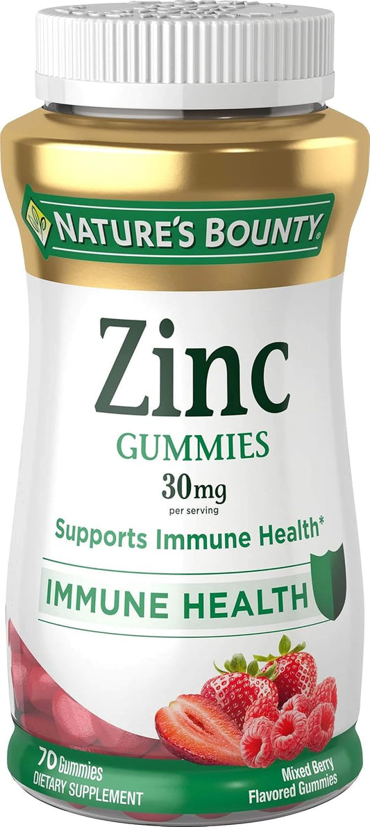 Nature's Bounty Zinc Gummies 30mg, Mixed Berry Flavored - 70 Count