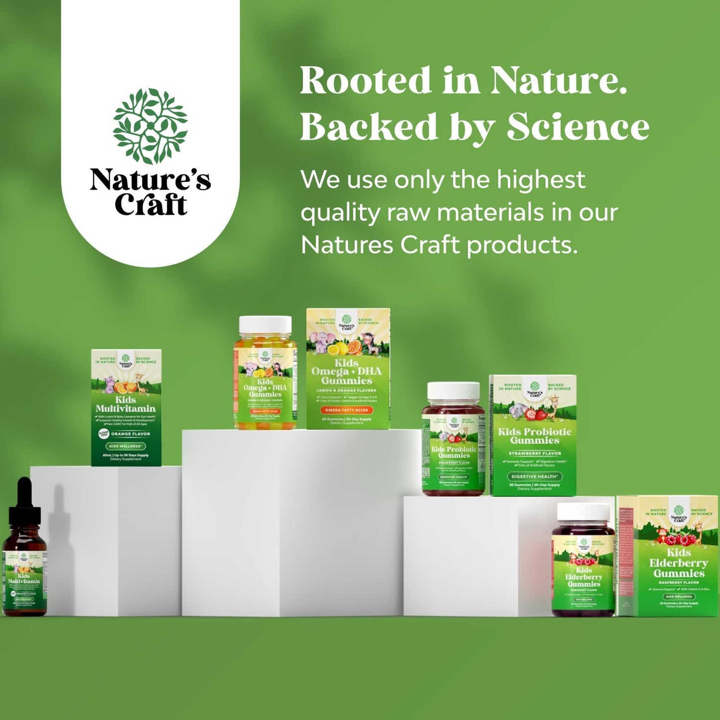 Natures Craft Kids Plant Based Multivitamin Gummies - Immunity Support with Vitamins A C D3 E B, Zinc - Gelatin-Free, Gluten-Free, Non-GMO - 120ct