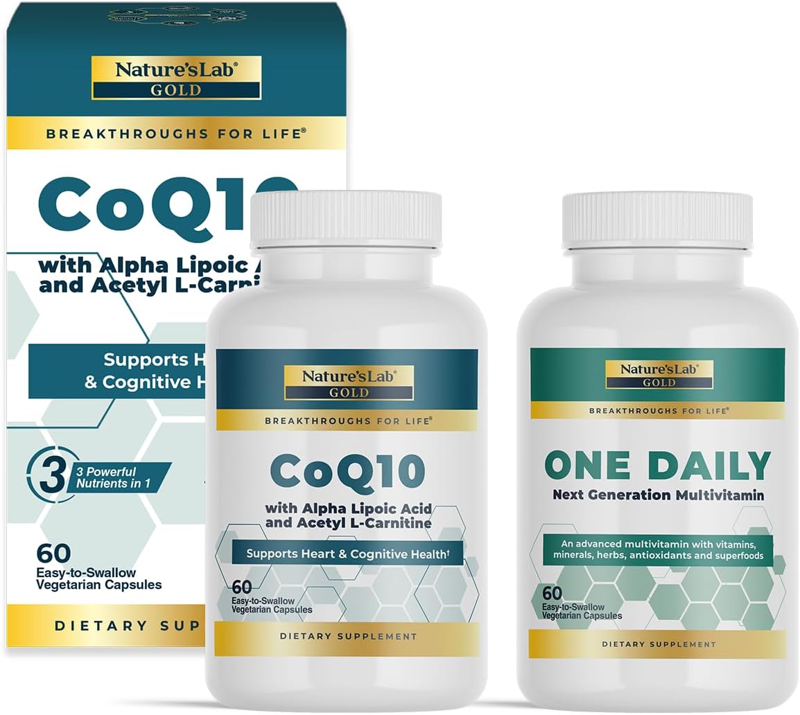 Nature's Lab CoQ10, Alpha Lipoic Acid, Acetyl L Carnitine, and Multivitamin Supplement for Daily Use