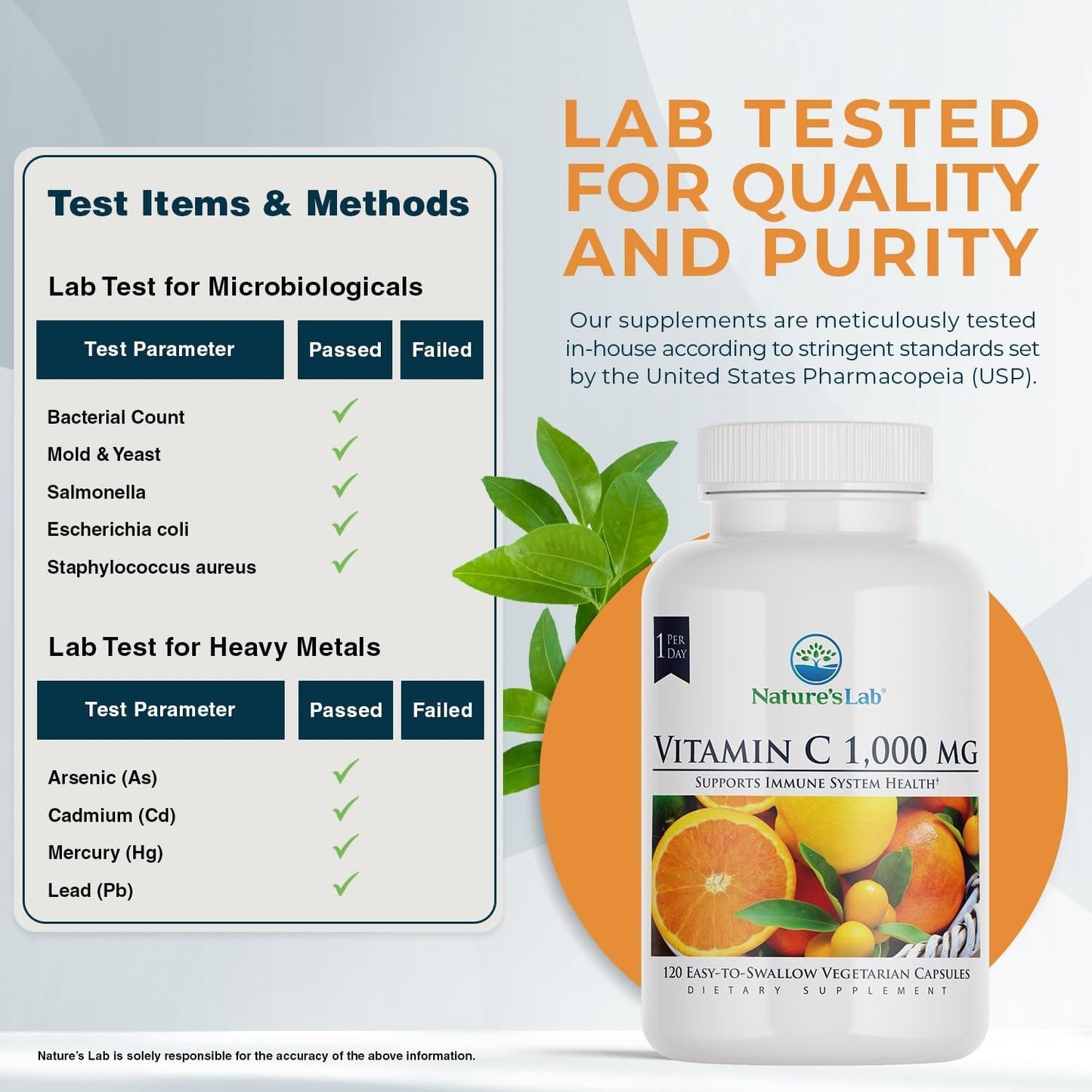 Nature's Lab Vitamin C 1000mg Per Capsule -Supports Immune System Health, 120 Count (Pack of 1)