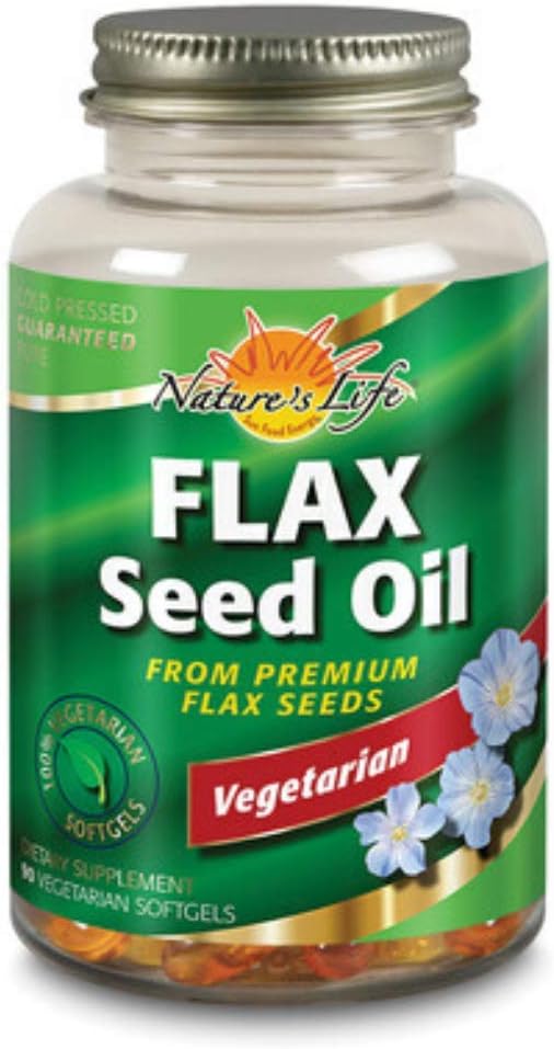 Nature's Life 100% Vegetarian Flax Seed Oil Softgels - 90-Count for Healthy Living