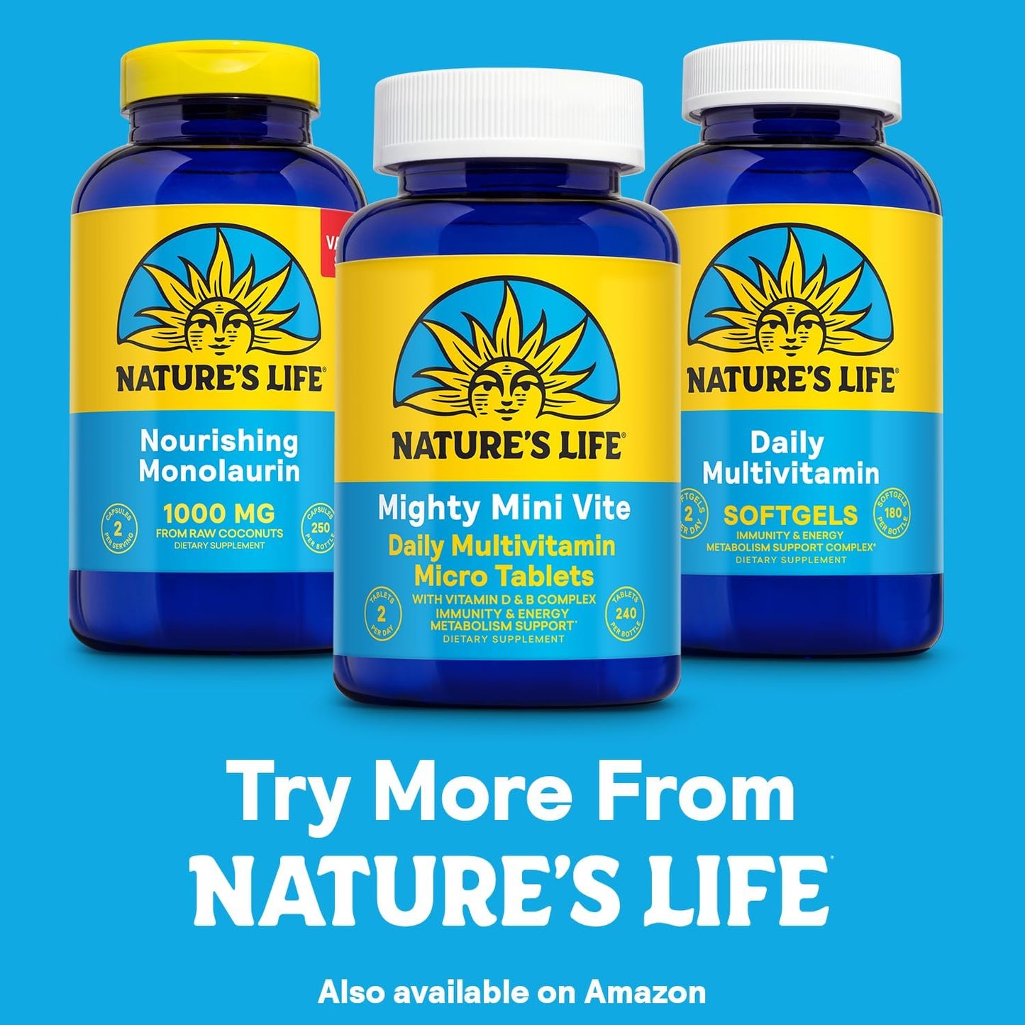 Nature's Life Mighty Mini Vite Multivitamin for Women and Men, Vitamin D and B Complex, Immunity and Energy Support, Lab Verified - 120 Servings, 240 Micro Tablets