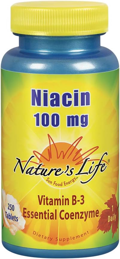Natures Life Niacin 100mg Supplement for Healthy Blood Lipid, Circulation, and Skin - 250CT