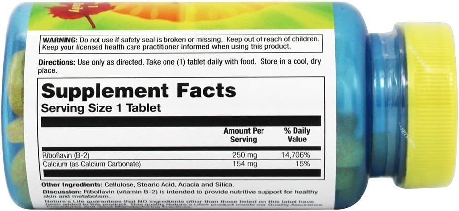 Nature's Life Vitamin B-2 250 mg Tablets - 100 Count