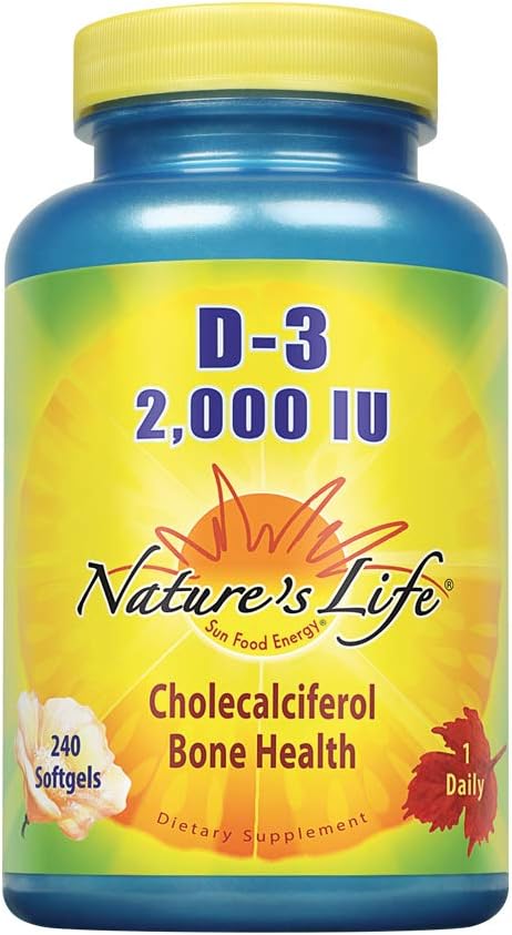 Nature's Life Vitamin D-3 Softgels, Cholecalciferol Supplement, 2000 IU, 240 Capsules