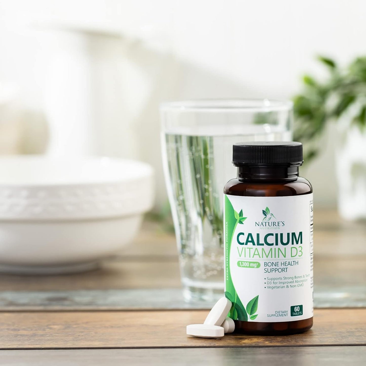Nature's Nutrition Calcium 1200mg with Vitamin D3 - Bone & Teeth Support - 60 Tablets