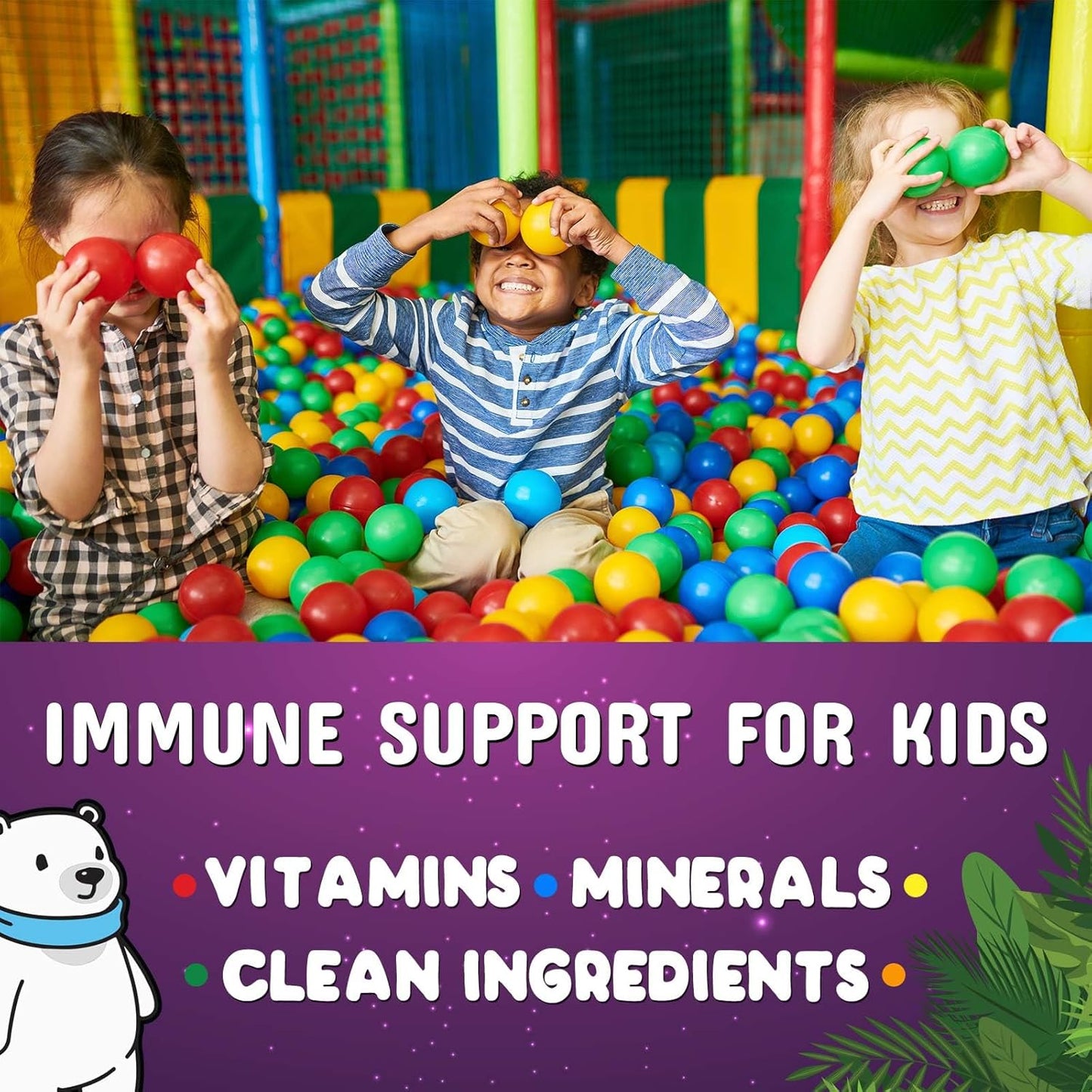 Nature's Nutrition Kids Immune Support Gummy - Vitamin C, Zinc & Echinacea - Vegan & Non-GMO - 120 Gummies for Children Ages 4+ - Natural Berry Flavor