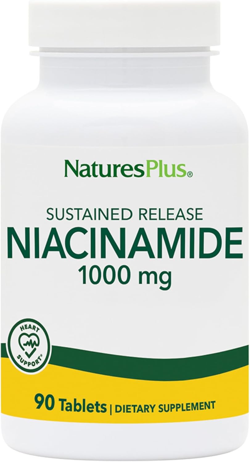 Natures Plus 1000 mg Niacinamide Tablets - 90 Count Bottle