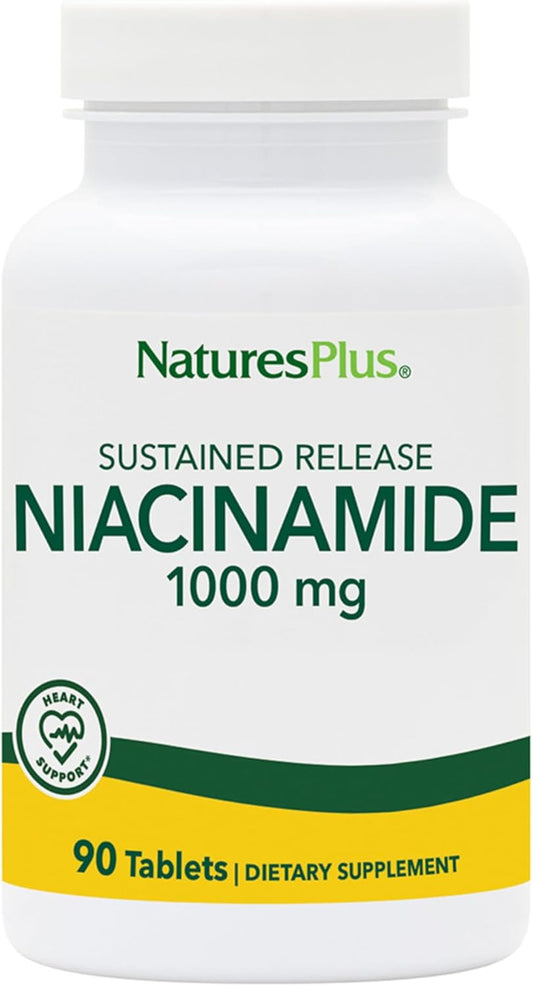 Natures Plus 1000 mg Niacinamide Tablets - 90 Count Bottle