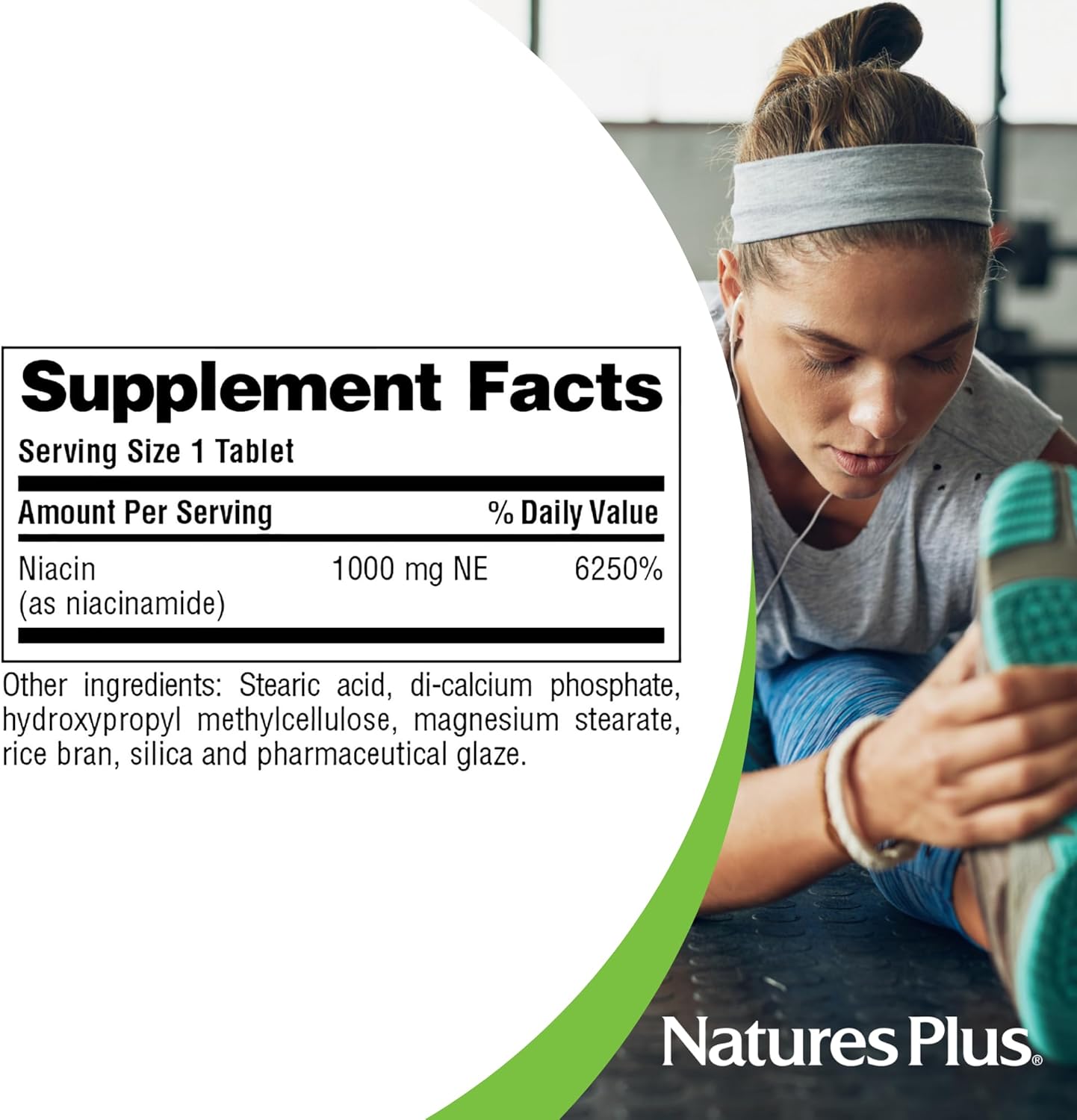 Natures Plus 1000 mg Niacinamide Tablets - 90 Count Bottle
