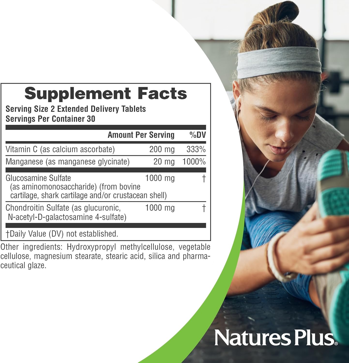 Natures Plus Advanced Therapeutics Glucosamine/Chondroitin Rx Joint Tablets - 1000 mg Glucosamine - Gluten-Free - Supports Healthy Joints