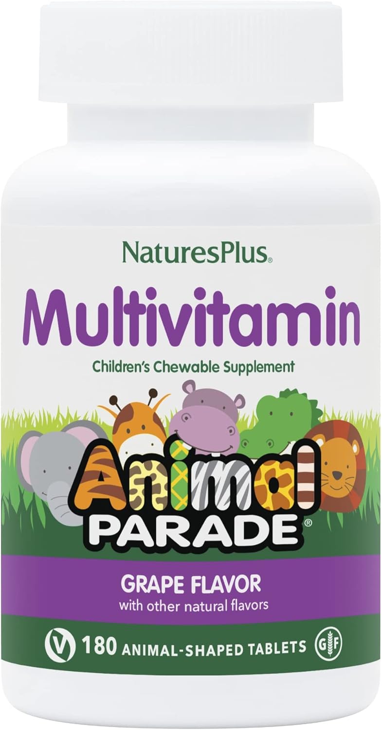 Natures Plus Animal Parade Children's Chewable Multi - Grape Flavor 180 Count Bottle