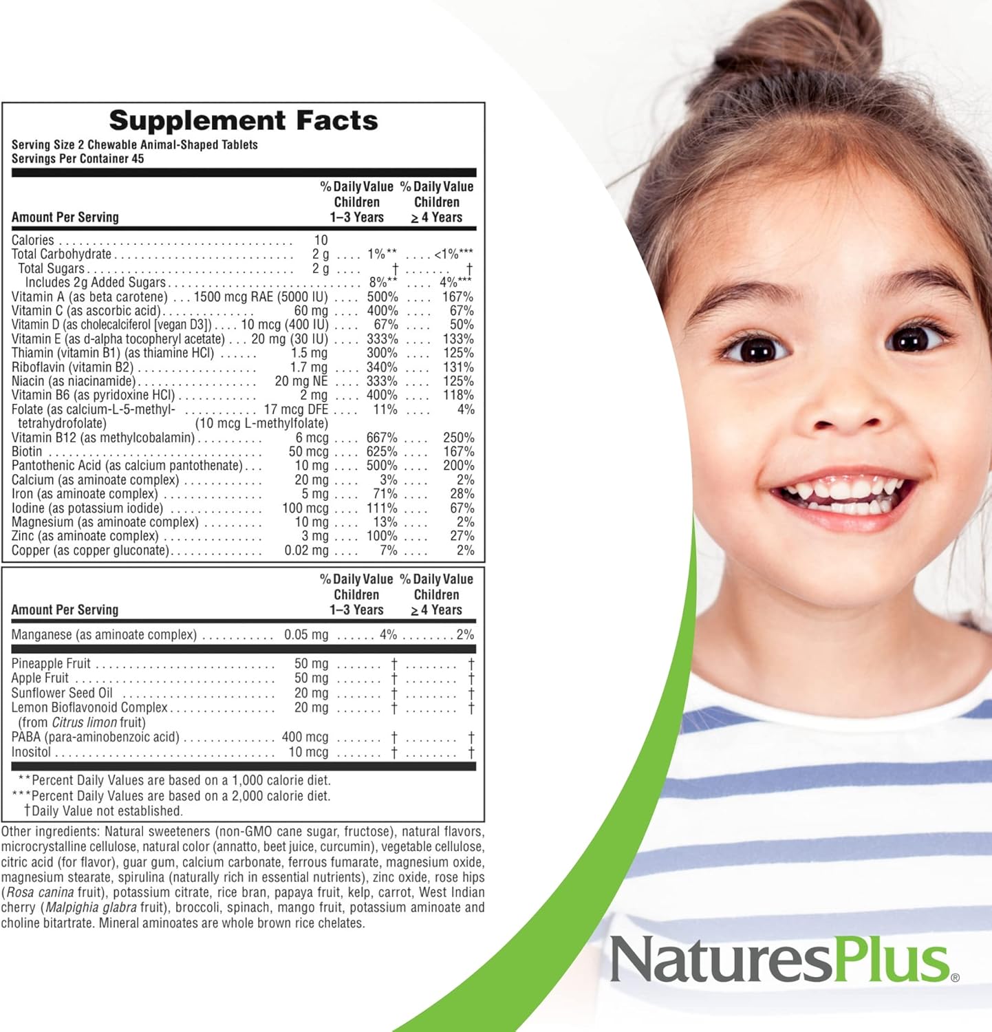 Natures Plus Animal Parade Children's Multivitamin - Orange Chewables - 90 Animal-Shaped Tablets - Promotes Health - Vegetarian & Gluten-Free - 45 Servings