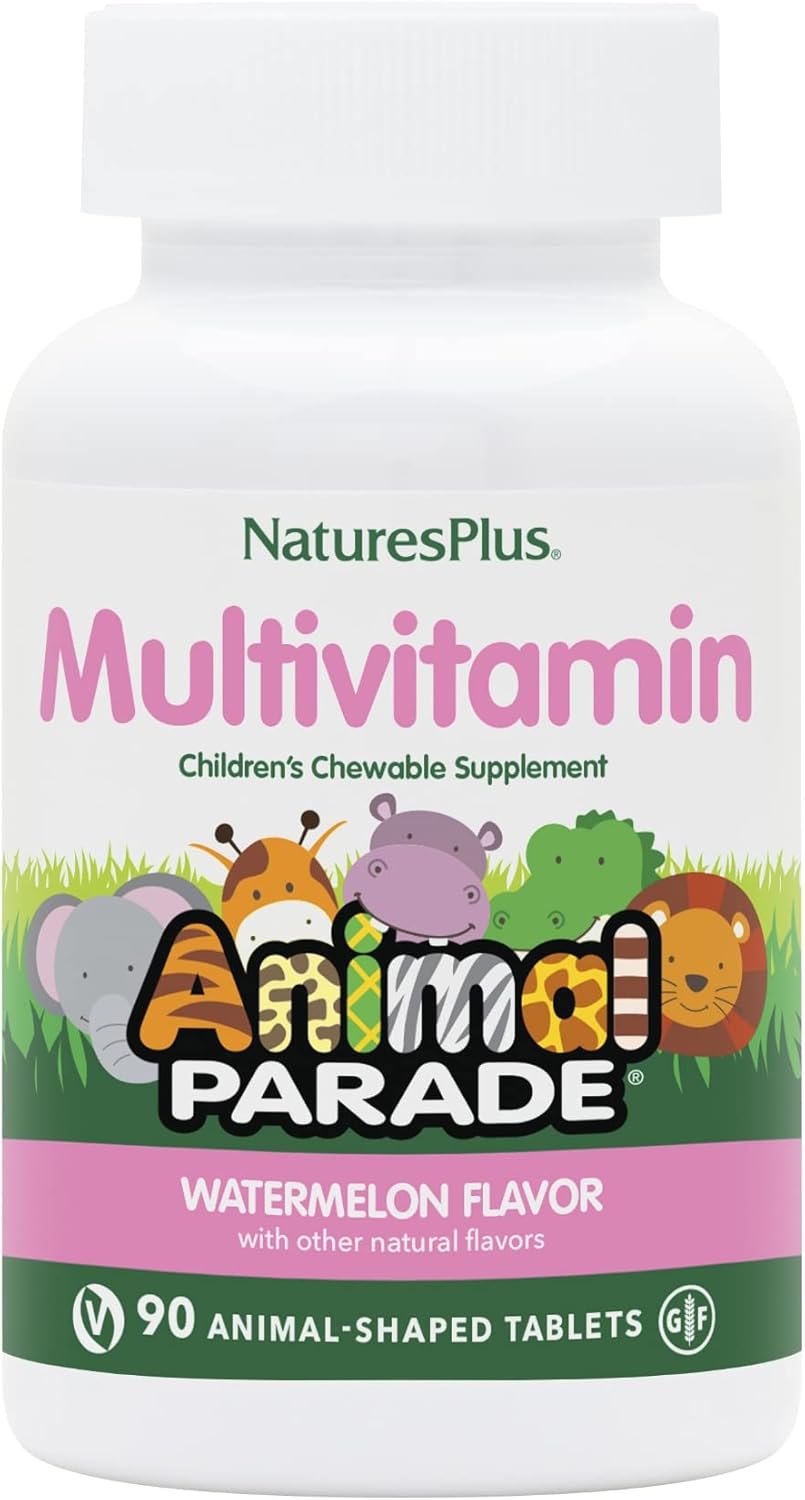 Natures Plus Animal Parade Kids Chewable Multivitamin - Watermelon Flavor - 90 Tablets - Promotes Health - Vegetarian & Gluten-Free