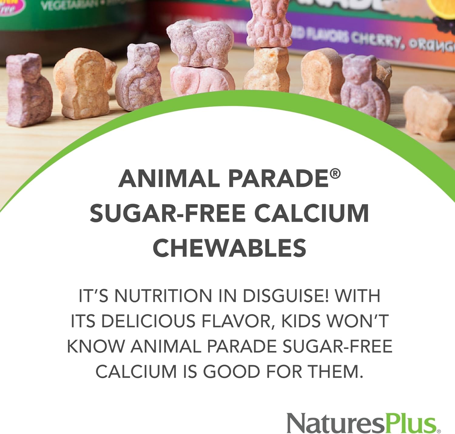 Natures Plus Animal Parade Sugar-Free Calcium Tablets - Vanilla Sundae Flavor - 90 Chewables - Magnesium for Bone Health - Gluten Free - 45 Servings