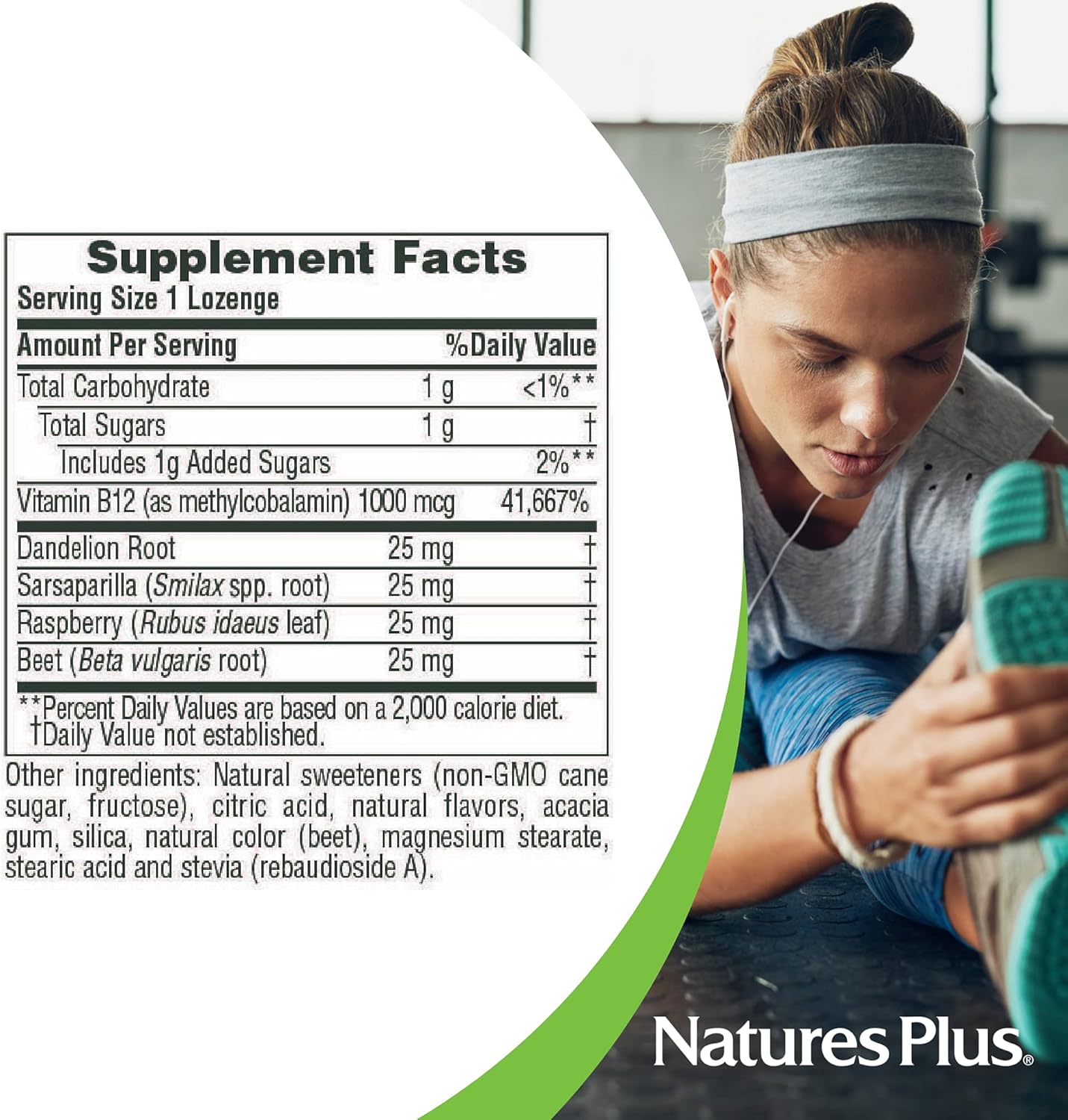 Natures Plus B12 Methylcobalamin Lozenges - 1000 mcg, 30 Raspberry Sublingual - Maximum Absorption for Red Blood Cell Support & Energy - Vegetarian & Gluten-Free - 30 Servings