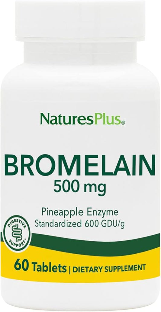 Natures Plus Bromelain 500mg Vegetarian Tablets - Natural Proteolytic Supplement - 60 Servings