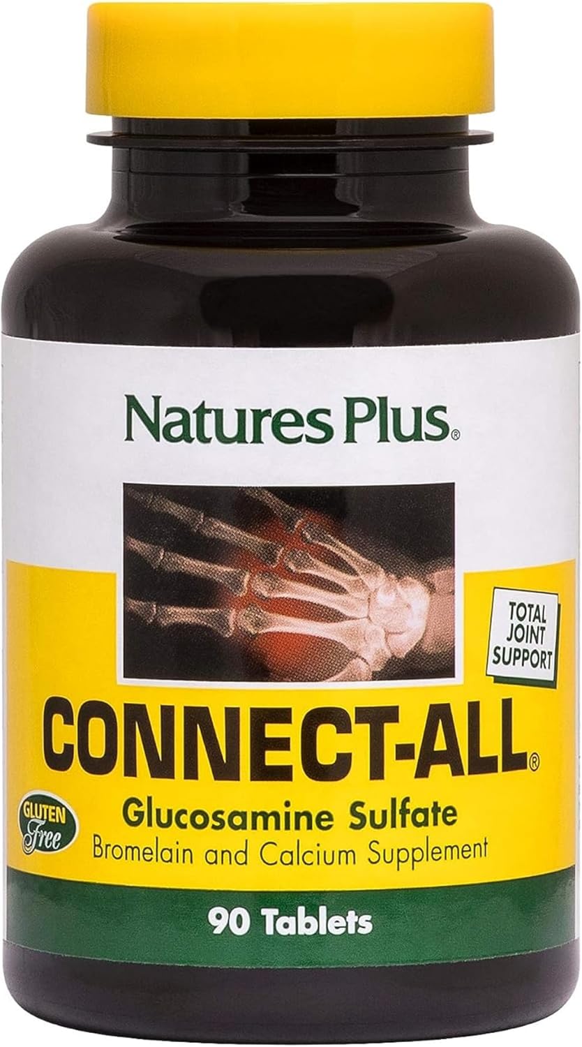 Natures Plus Connect-All Glucosamine Sulfate Tablets - 300mg, 90 Count - Gluten-Free & 45 Servings