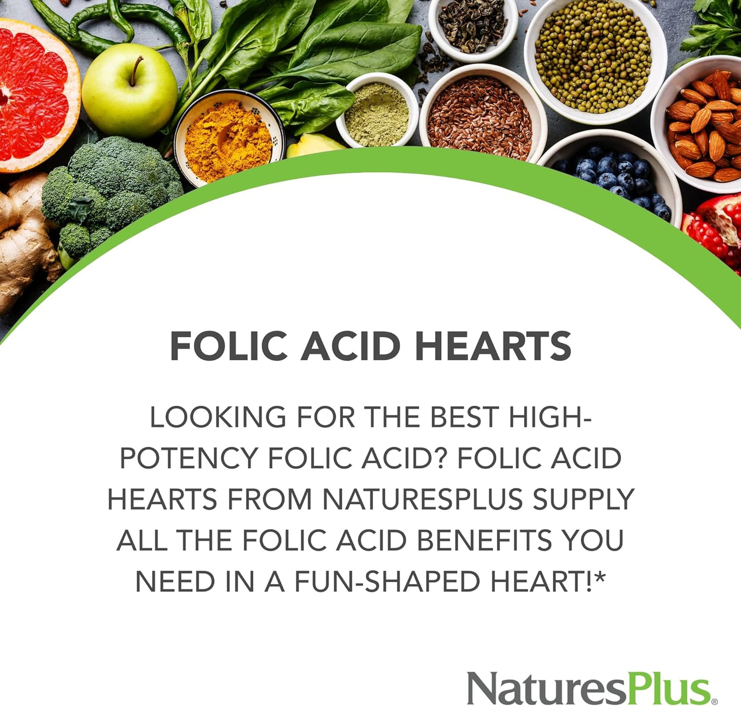 Natures Plus Folic Acid Hearts - 400 mcg Methylfolate Tablets with B6 & B12 - 90 Vegetarian Tablets, Gluten-Free