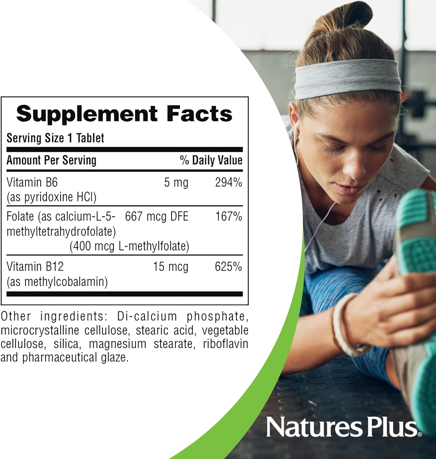 Natures Plus Folic Acid Hearts - 400 mcg Methylfolate Tablets with B6 & B12 - 90 Vegetarian Tablets, Gluten-Free