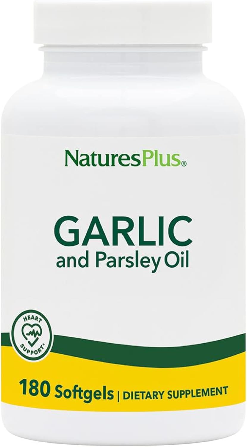 Natures Plus Garlic & Parsley Softgels - Supports Healthy Cholesterol & Blood Pressure - 180 Servings