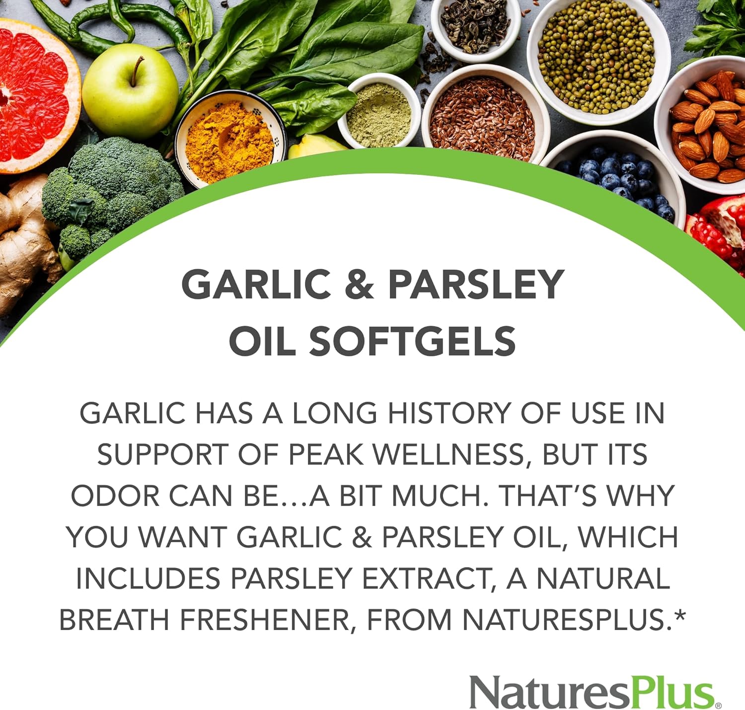 Natures Plus Garlic & Parsley Softgels - Supports Healthy Cholesterol & Blood Pressure - 180 Servings