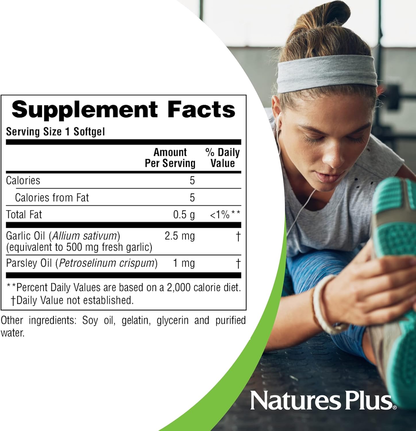 Natures Plus Garlic & Parsley Softgels - Supports Healthy Cholesterol & Blood Pressure - 180 Servings