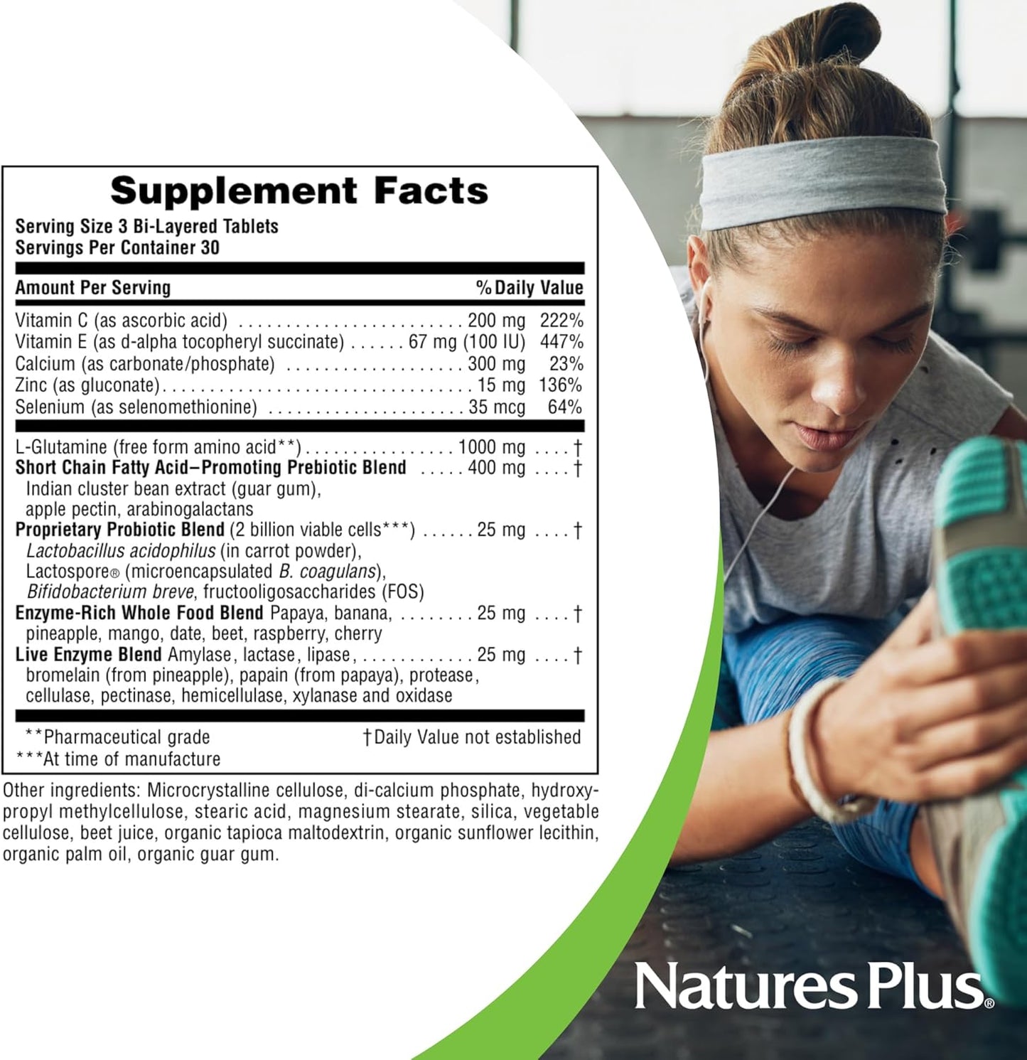 Natures Plus GI Natural 90 Tablet Digestive Health Support Supplement