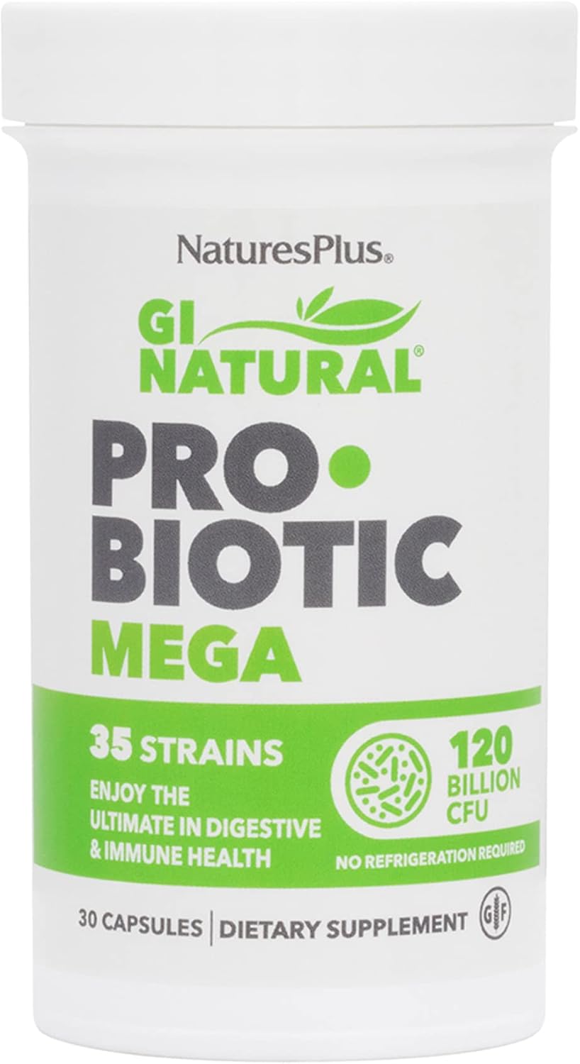 Natures Plus GI Natural Probiotic Mega - 30 Capsules - Supports Digestive & Immune Health - Gluten Free - 30 Servings