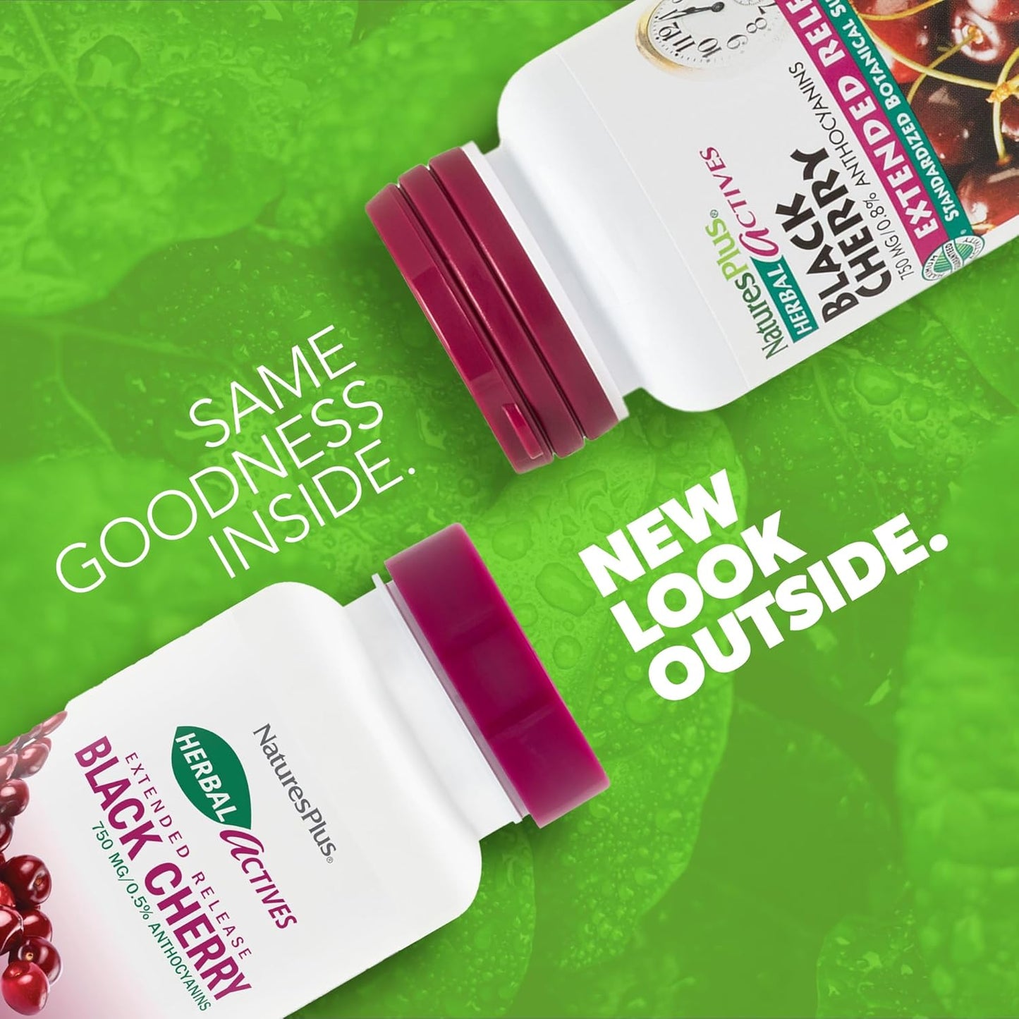 Natures Plus Herbal Actives Black Cherry Extended Release Tablets - 750 mg Anthocyanins, 30 Vegetarian Tabs