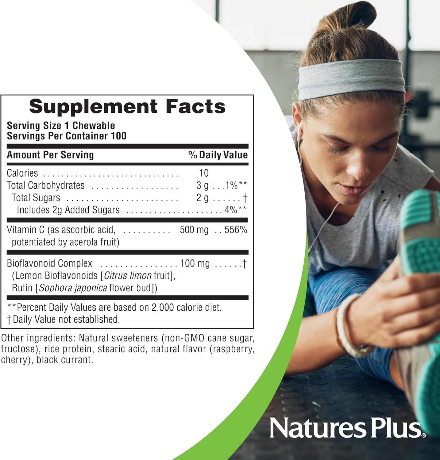 Natures Plus Immune Vitamin C Citrus Chewables - High-Potency Formula with Bioflavonoids & Superfoods - Gentle on Stomach - 100 Servings