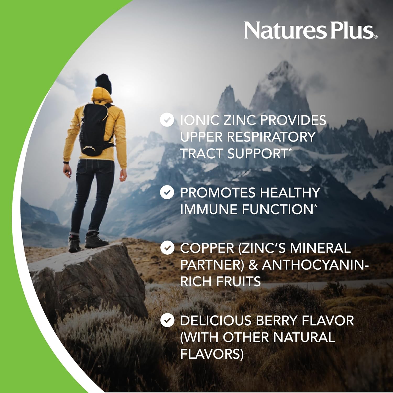 Natures Plus Immune Zinc Lozenges, Berry Flavor - 60 Count - Dual-Action Formula for Immune Support - Vegan & Gluten-Free - 60 Servings