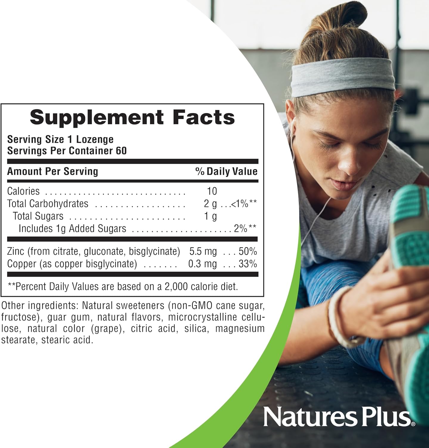 Natures Plus Immune Zinc Lozenges, Berry Flavor - 60 Count - Dual-Action Formula for Immune Support - Vegan & Gluten-Free - 60 Servings